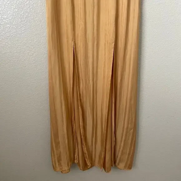 Shona Joy Dress Womens Size 8 Yellow Gold Split Skirt Midi Slit Cocktail Evening - Picture 5 of 12